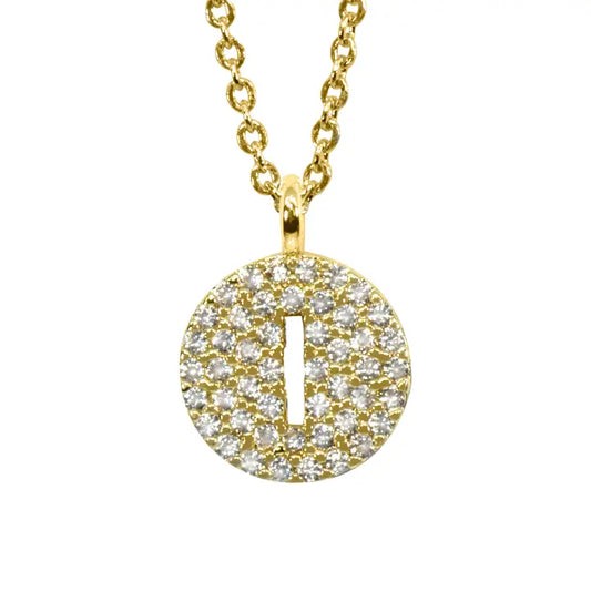 Maya J Pavé Disc Cut-Out Initial Pendant Necklace