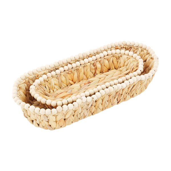 MUD PIE HYACINTH BEADED BREAD BASKET SET