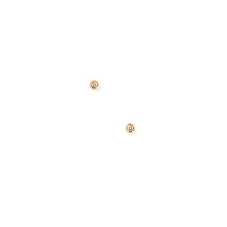 LINNY CO Screwback Stud Earrings - Micro Cooper Clear Gold