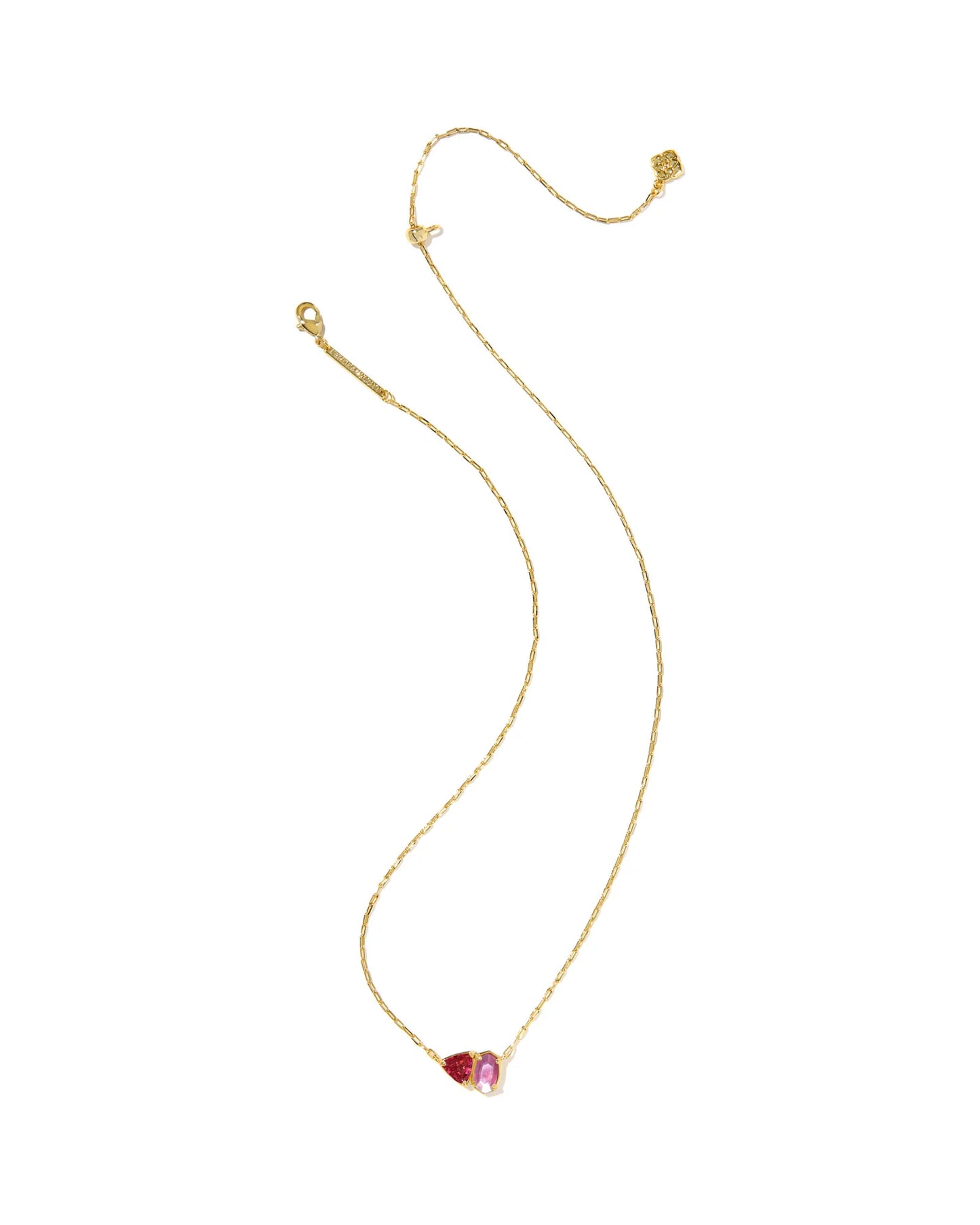 KENDRA SCOTT TATUM SHORT PENDANT NECKLACE GOLD PINK MIX