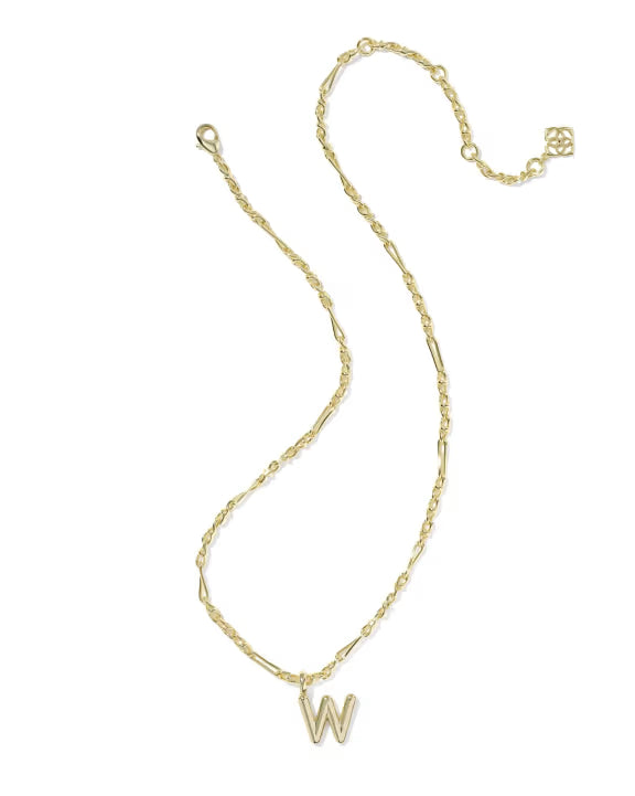 KENDRA SCOTT BUBBLE LETTER W SHORT PENDANT NECKLACE GOLD