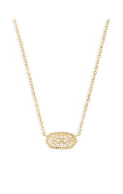 KENDRA SCOTT ELISA SHORT PENDANT NECKLACE GOLD FILIGREE METAL