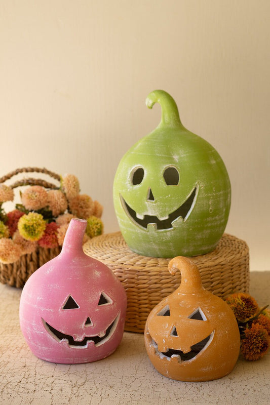 Kalalou Colorful Clay Jack-O-Lanterns