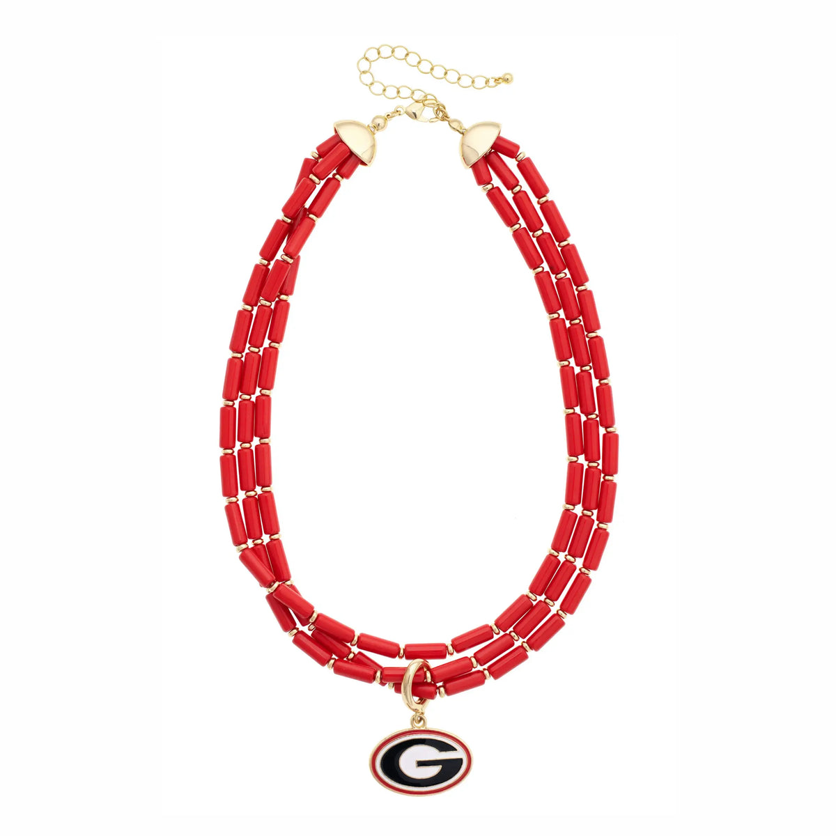 Canvas Style Georgia Bulldogs Multi-Strand Beaded Logo Necklace