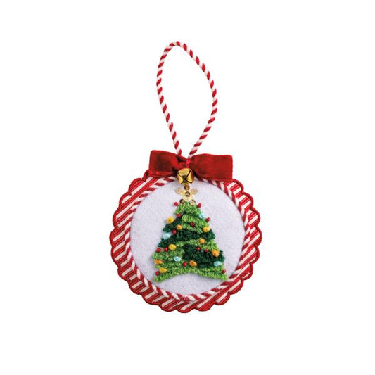 MUD PIE CHRISTMAS TREE EMBROIDERED ORNAMENT