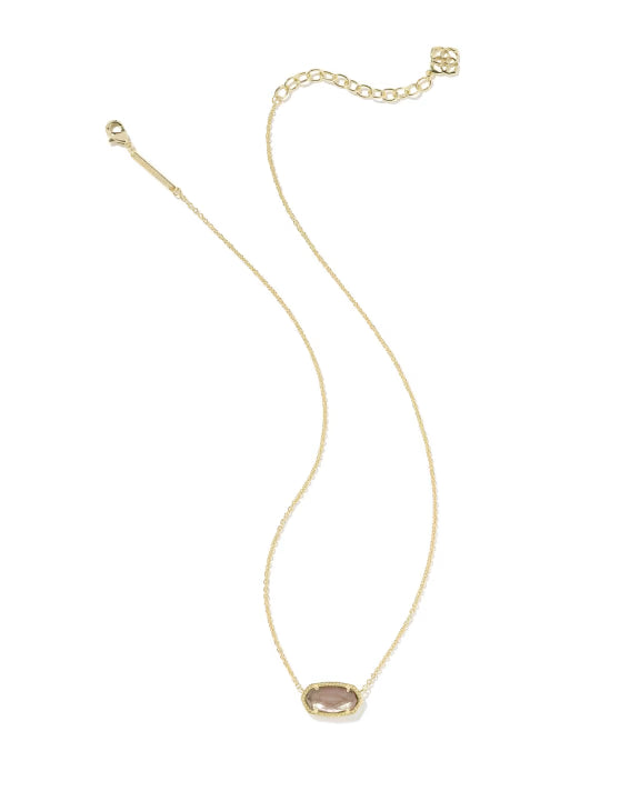 KENDRA SCOTT ELISA PENDANT NECKLACE GOLD TAUPE MOTHER OF PEARL