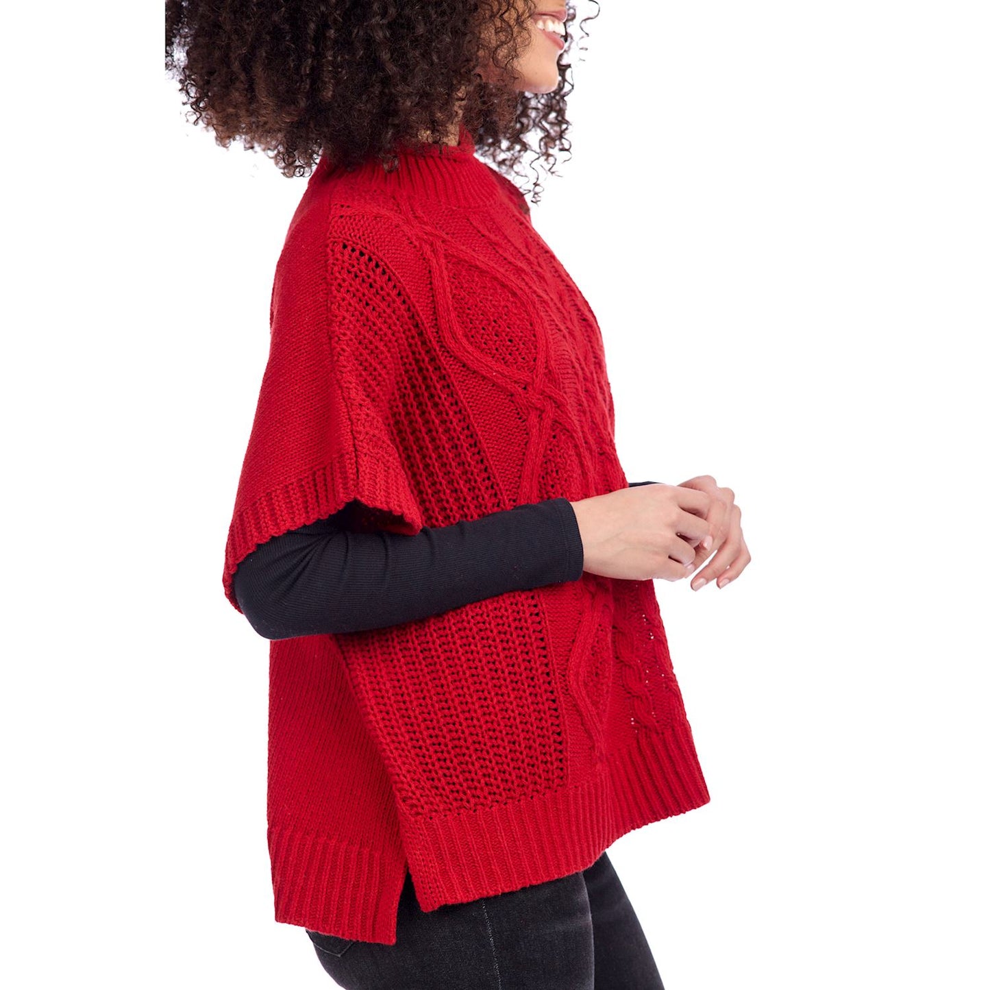 MUD PIE RED CLAUDE CABLE KNIT SWEATER