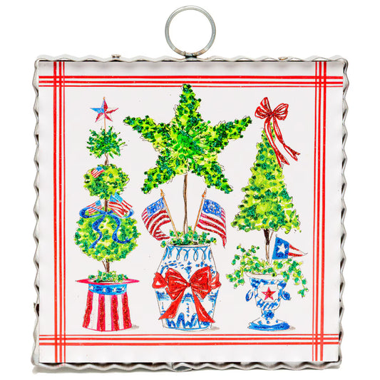 The Round Top Collection Mini Art Patriotic Boxwoods in Pots