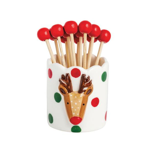 MUD PIE REINDEER TOOTHPICK HOLDER