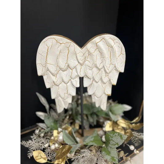 Wholesale Home Decor Gold Crackled Angel Wings 16x7in