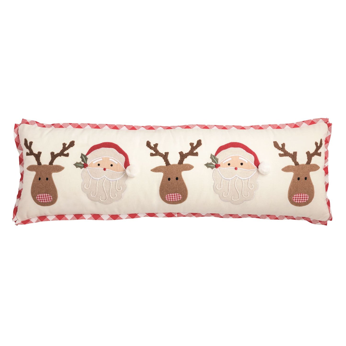 MUD PIE CHRISTMAS GINGHAM TRIM PILLOW