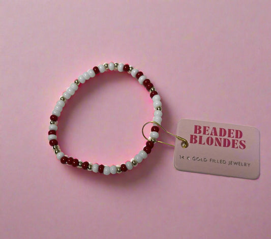 Beaded Blondes Crimson & White Sprinkle