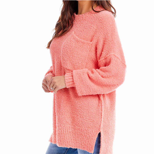 MUD PIE Rome Chenille Sweater-CORAL