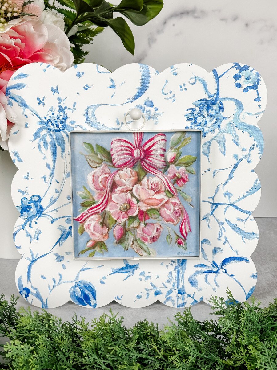 The Round Top Collection Mini Art Pink Roses & Ribbons