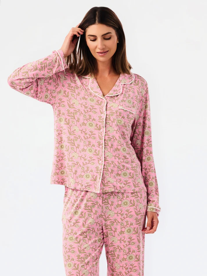 Mary Square Women's Charlotte Pants Set | Thistle Vines Pink