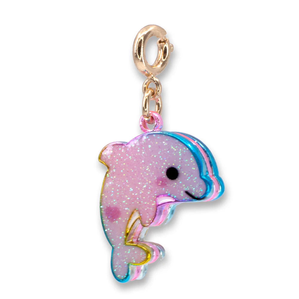 Charm It! Gold Glitter Tie-Dye Dolphin Charm