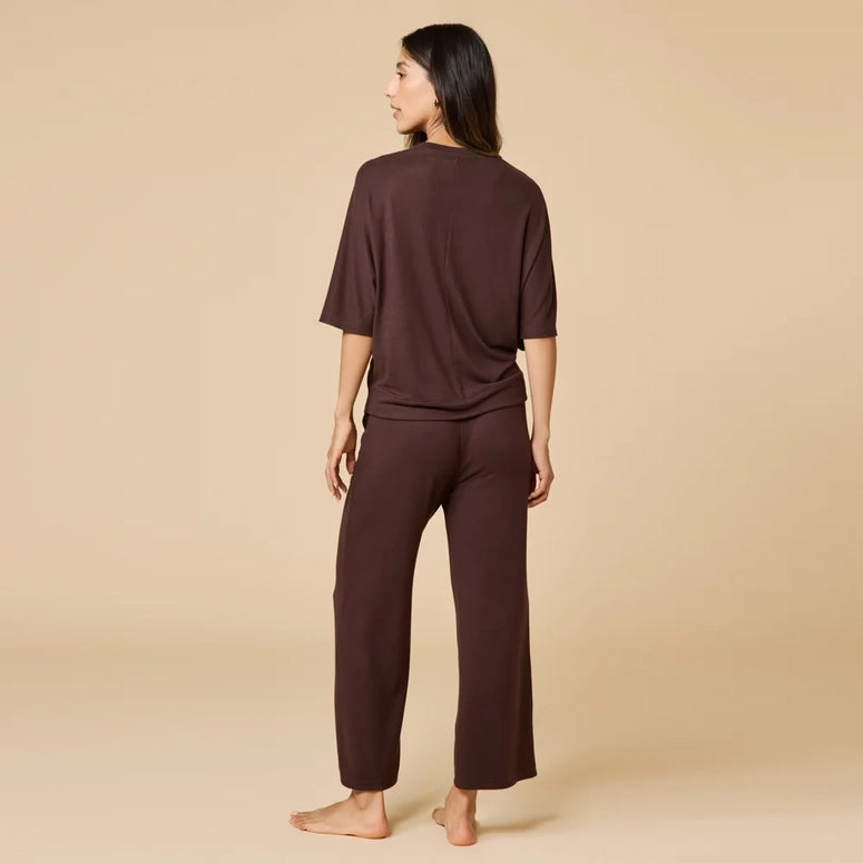 Softies Women's Buttery Soft V-Neck with Capri Lounge Set-Espresso