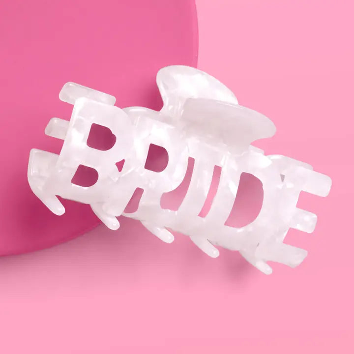 Bride Word Claw Clip | White Marble