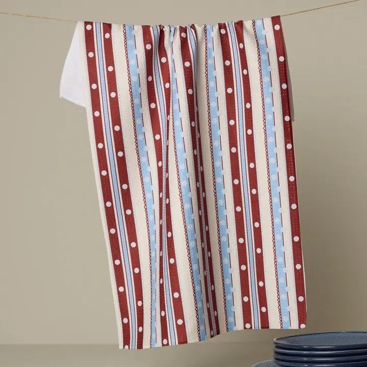 Geometry Blue Skies Stripes Tea Towel