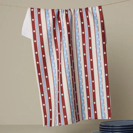 Geometry Blue Skies Stripes Tea Towel