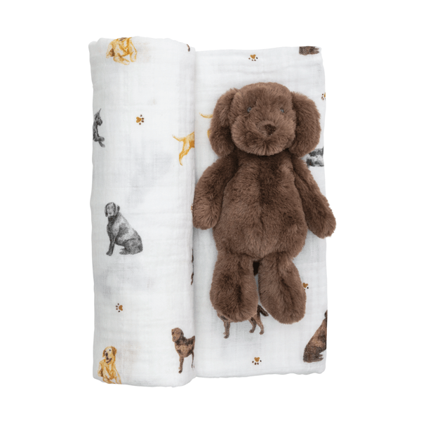 MUD PIE LAB SWADDLE AND RATTLE SET