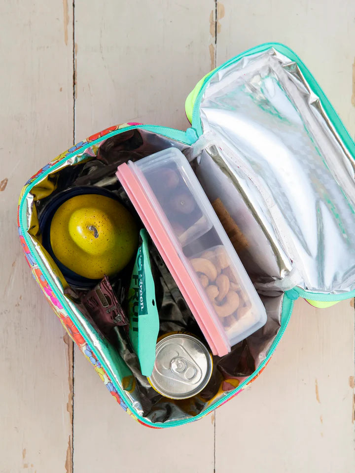 Natural Life Lunchbox Mini Cooler - Yellow Pink Retro Floral