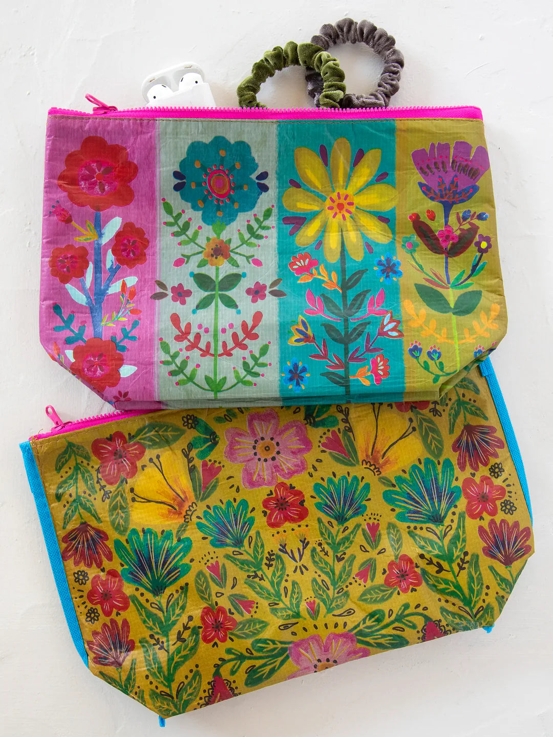 Natural Life Recycled Zipper Pouch-Rainbow Floral