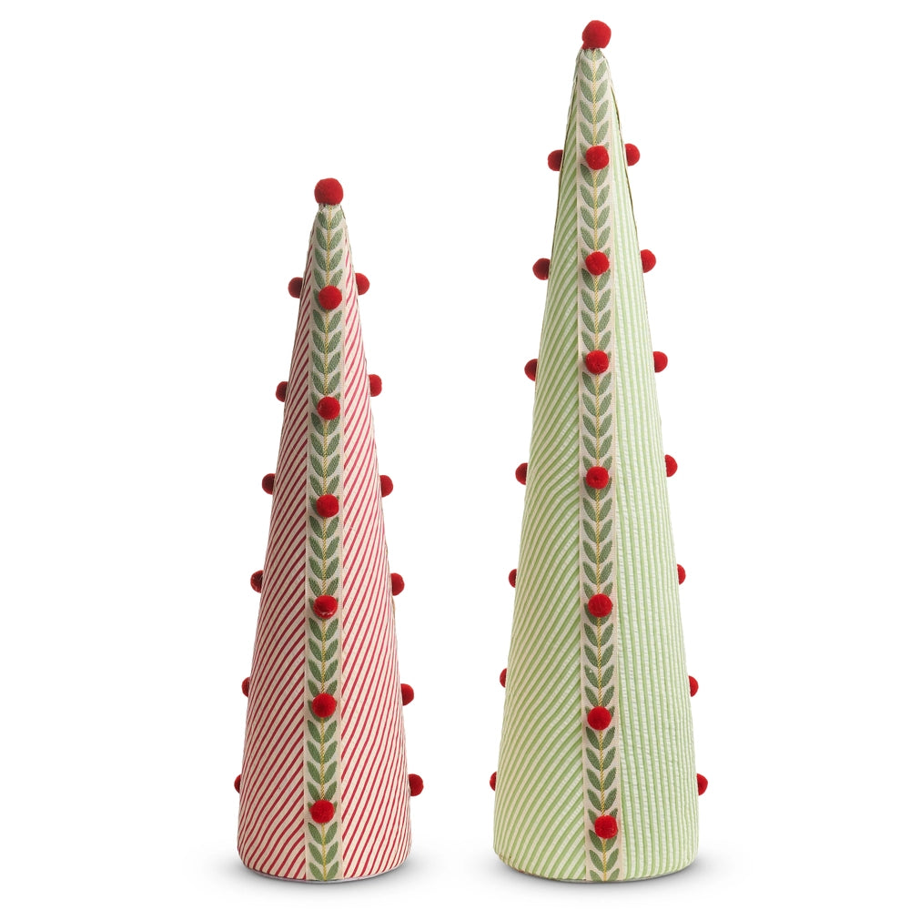RAZ Imports Candy Cane Stripe Seersucker Cone Trees