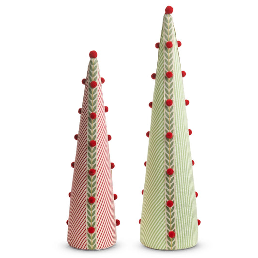RAZ Imports Candy Cane Stripe Seersucker Cone Trees