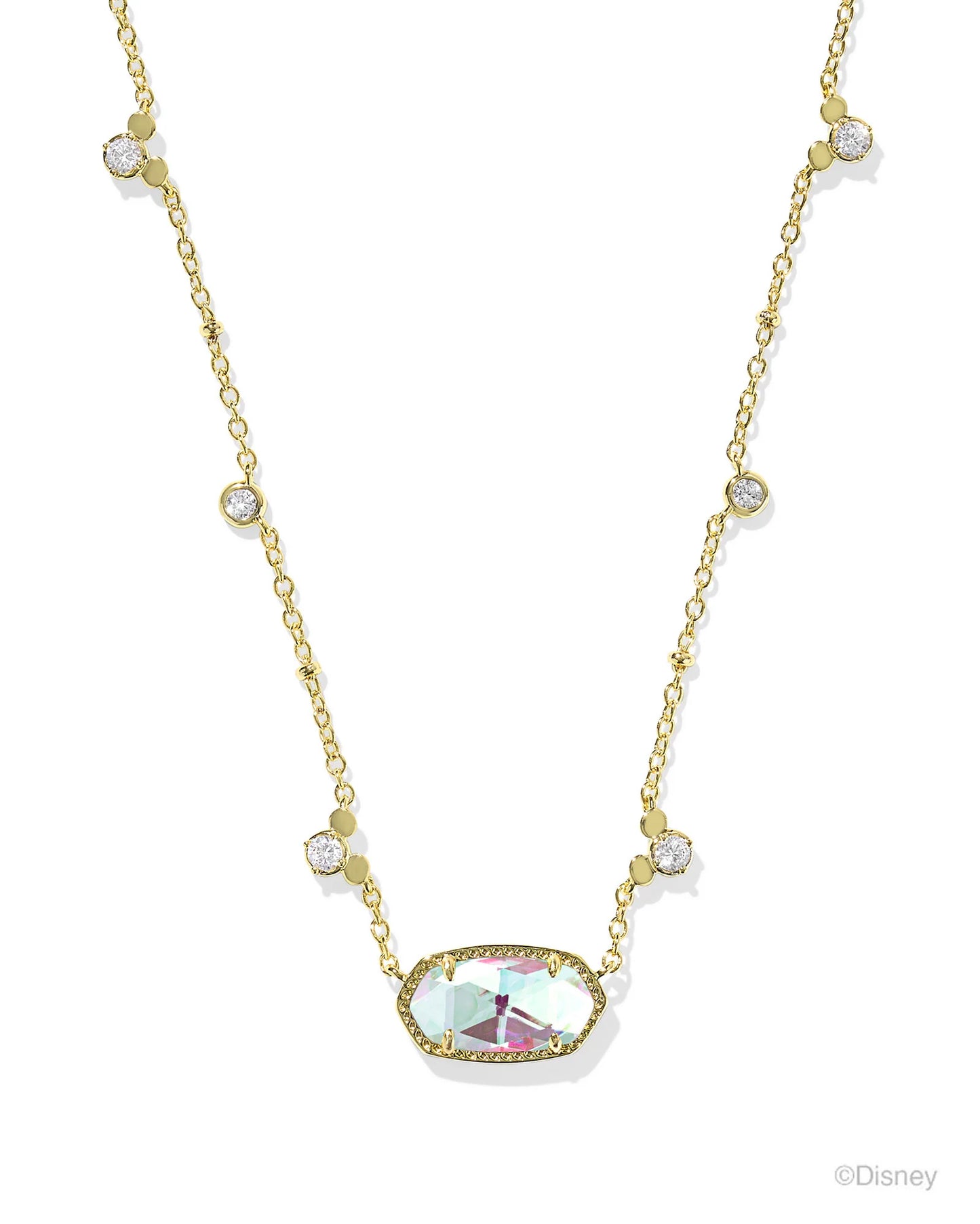 KENDRA SCOTT MICKEY MOUSE ELISA NECKLACE GOLD DICHROIC GLASS