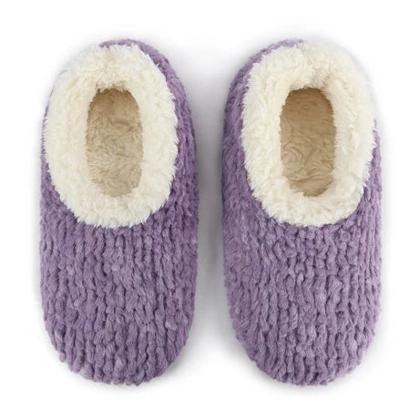 Snoozies! Womens Teddy Bear Faux Fur Slipper With Memory Foam Sole Purple