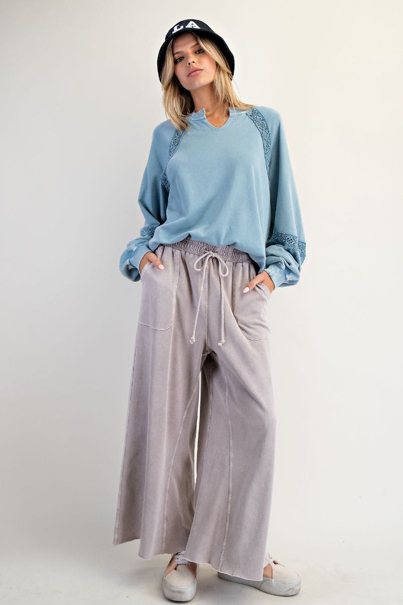 EASEL WASHED TERRY SWEATPANTS-LT KHAKI