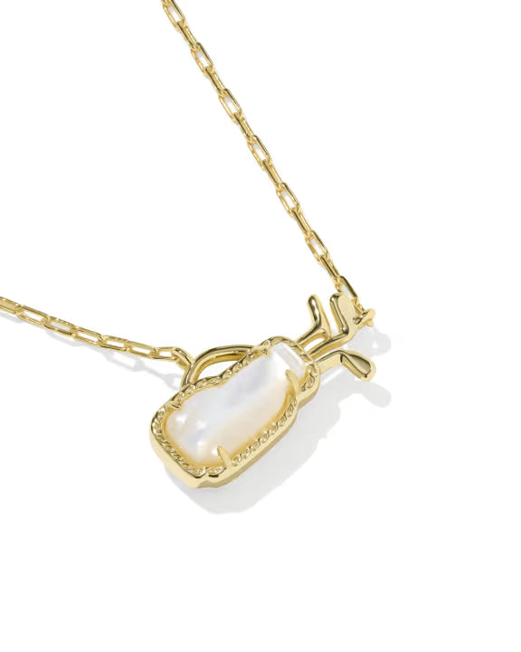 KENDRA SCOTT GOLF SHORT PENDANT NECKLACE GOLD IVORY MOTHER OF PEARL