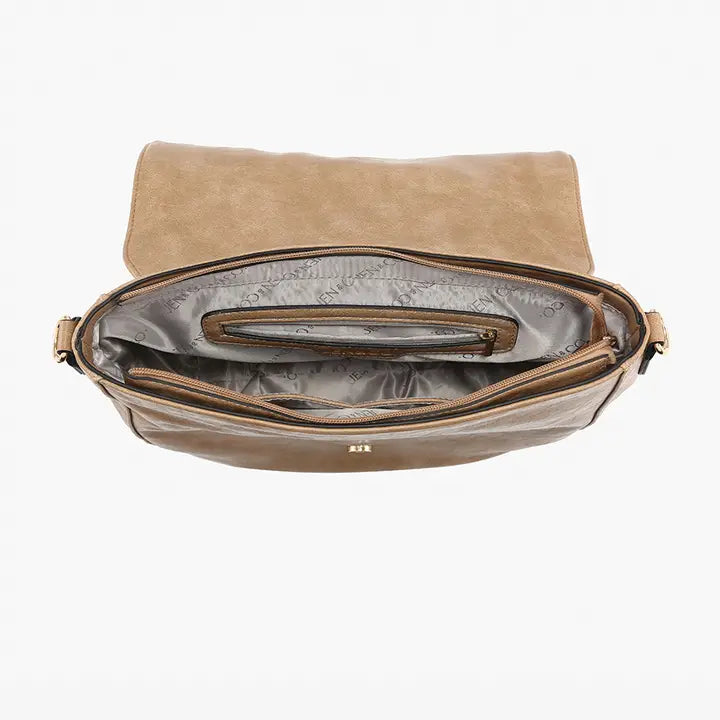 Jen & Co. Foster Distressed Dual Zip Crossbody-Khaki