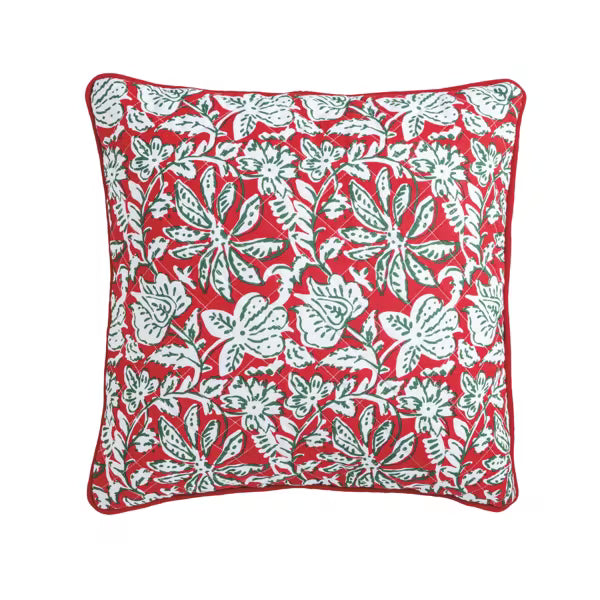 MUD PIE BLOCK PRINT QUILTED PILLOW