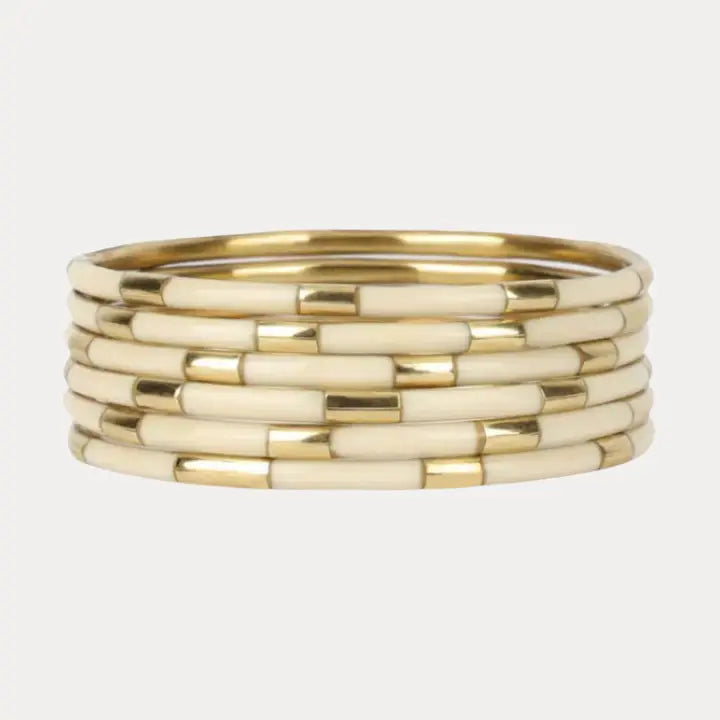 BuDhaGirl Ivory Veda Bangles - Set of 6