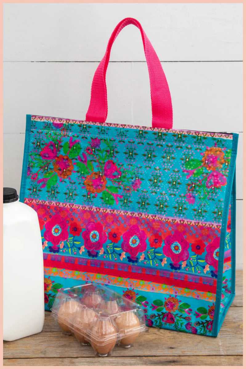 FLORAL INSULATED COOLER TOTE | NATURAL LIFE