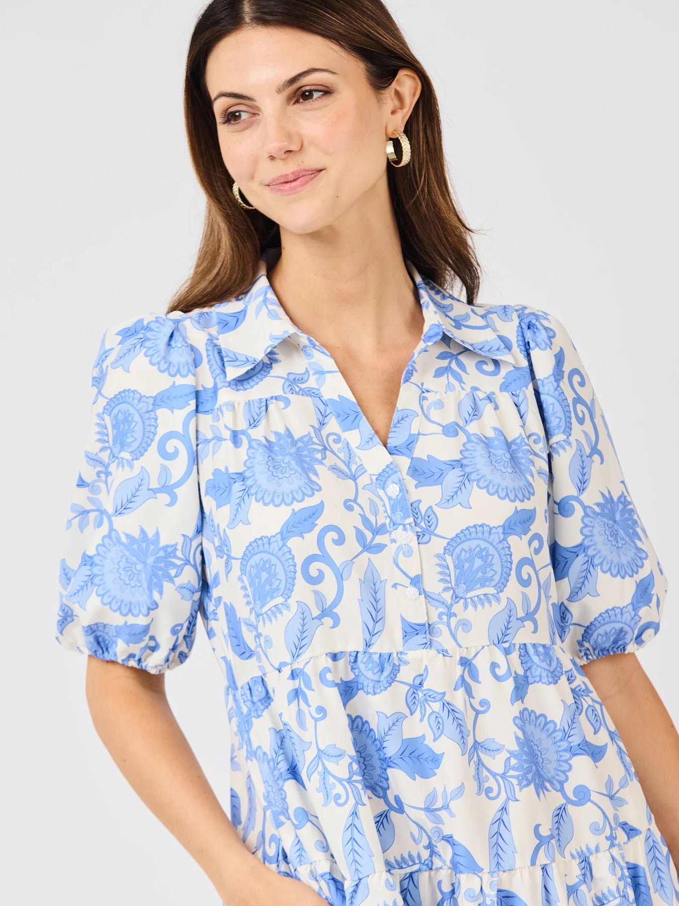 Mary Square Eloise Dress | Porcelain Vines Blue