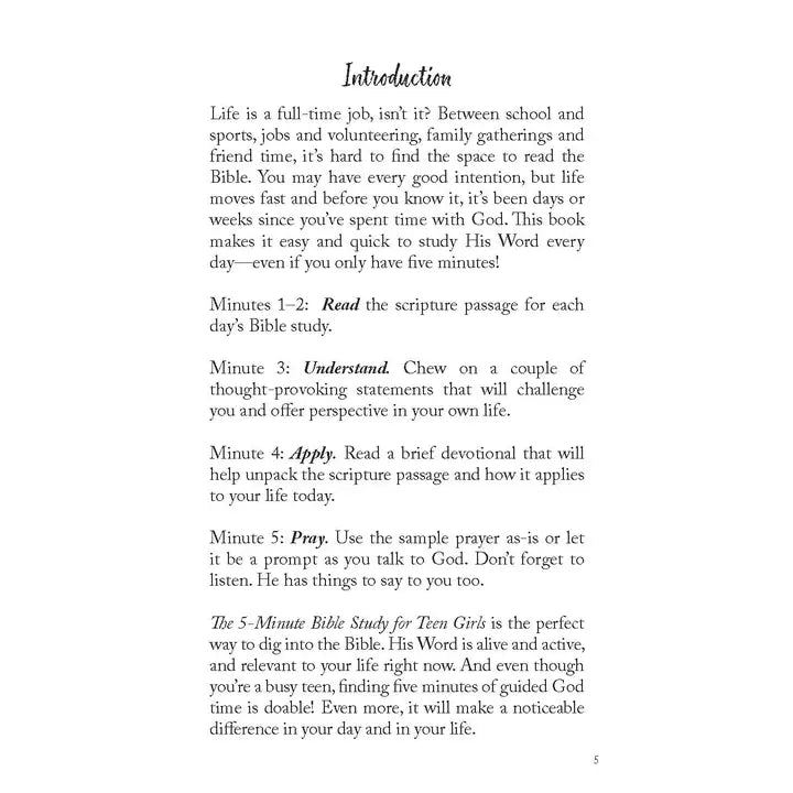 The 5-Minute Bible Study For Teen Girls