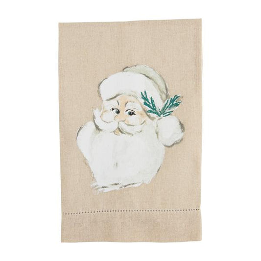 MUD PIE WHITE SANTA PAINTED TOWEL