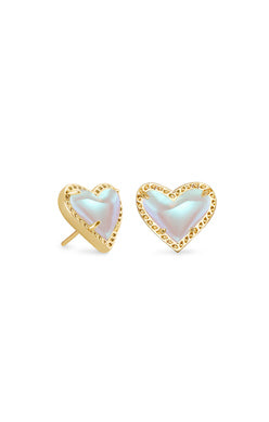 KENDRA SCOTT ARI HEART STUD EARRINGS DICHROIC GLASS