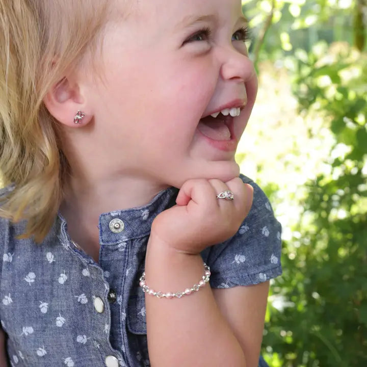 Cherished Moments Kid's Sterling Silver Pink Pearl Baby & Children's Bracelet