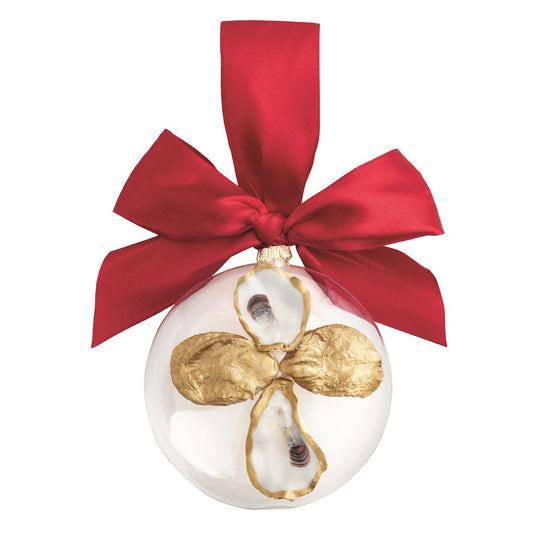 MUD PIE CROSS GLASS OYSTER ORNAMENT