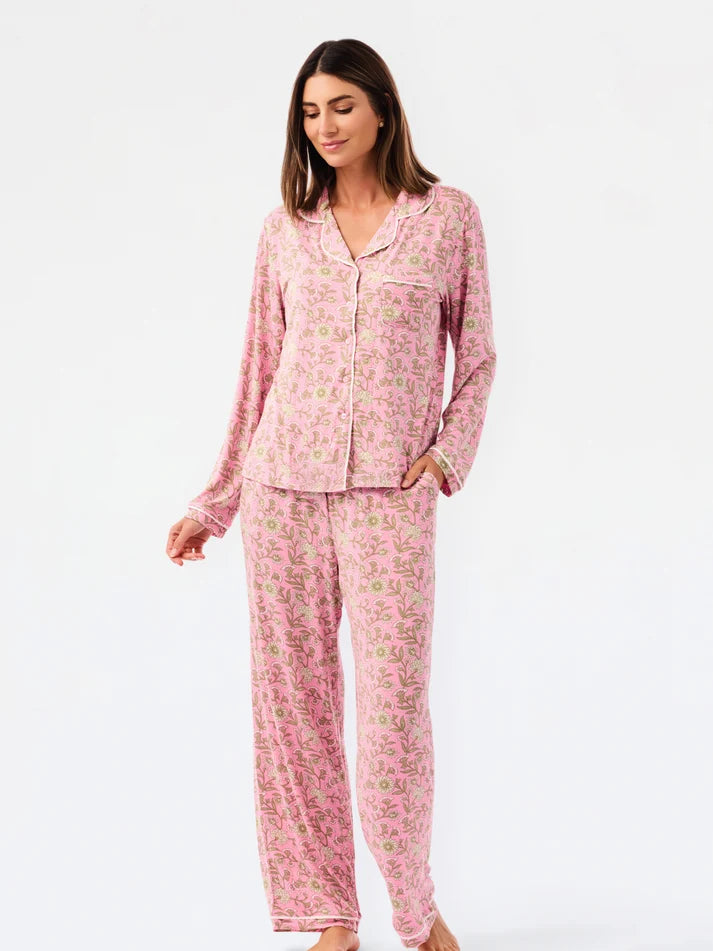 Mary Square Women's Charlotte Pants Set | Thistle Vines Pink