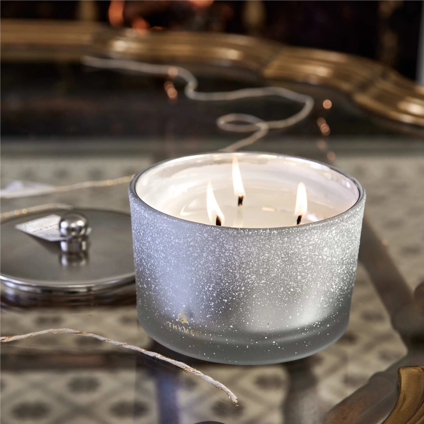 Thymes Frasier Fir Flocked 3-Wick Poured Candle