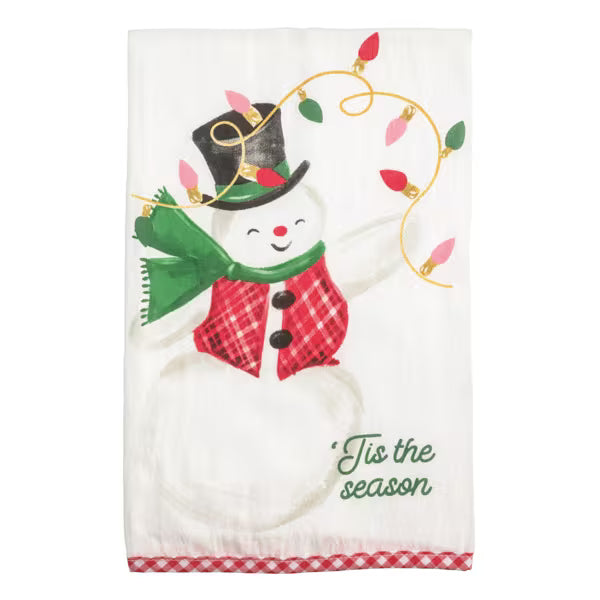 MUD PIE SNOWMAN 'TIS THE SEASON CHRISTMAS TOWEL