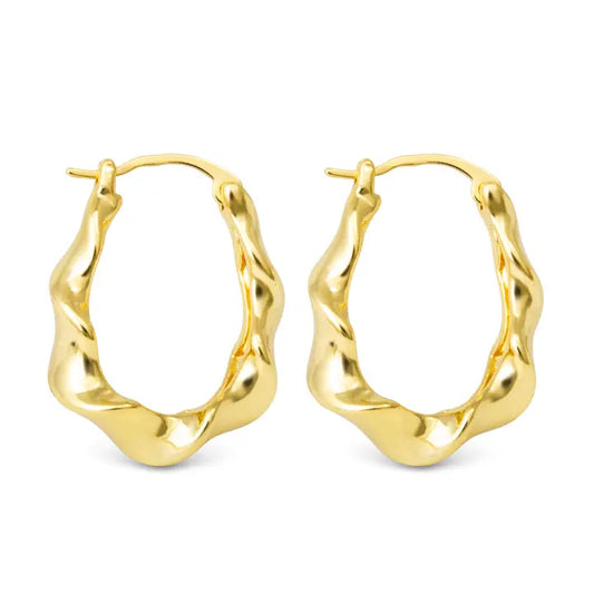 Amanda Blu Hailey Polished Twisted Oval Hoop Gold