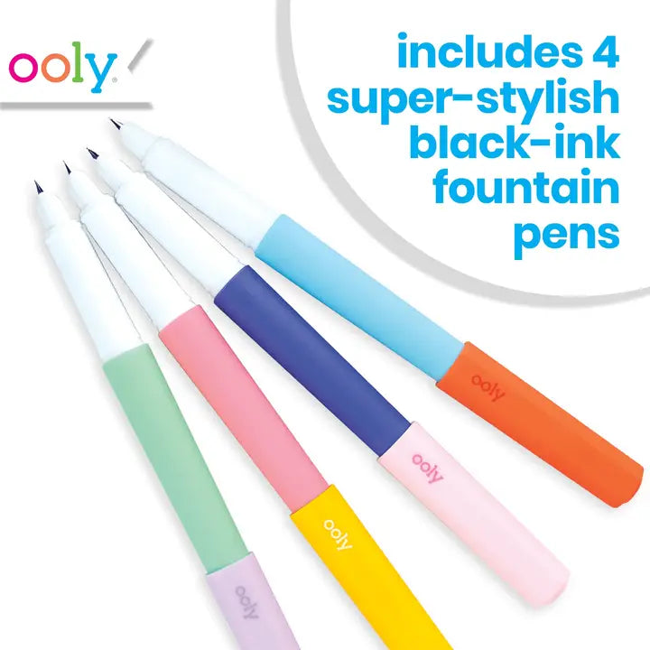 Ooly Fab Fountain Pens - Black Ink - Set of 4