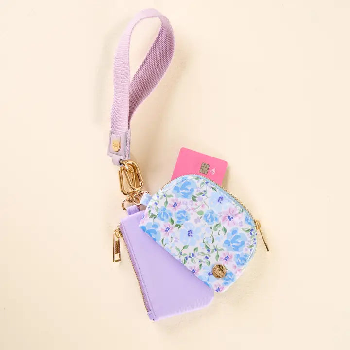 The Darling Effect Dynamic Duo Pouch Wristlet-Secret Garden Blue