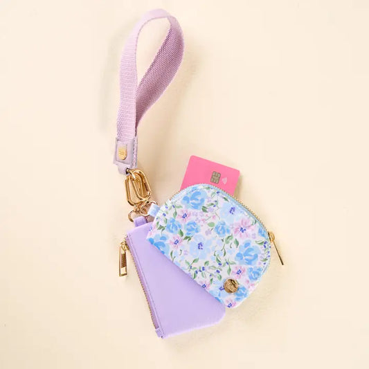 The Darling Effect Dynamic Duo Pouch Wristlet-Secret Garden Blue